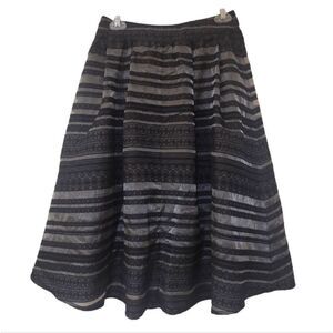 JOA Los Angeles Women's Black Striped Flocking Lined Full Skirt w Netting Large
